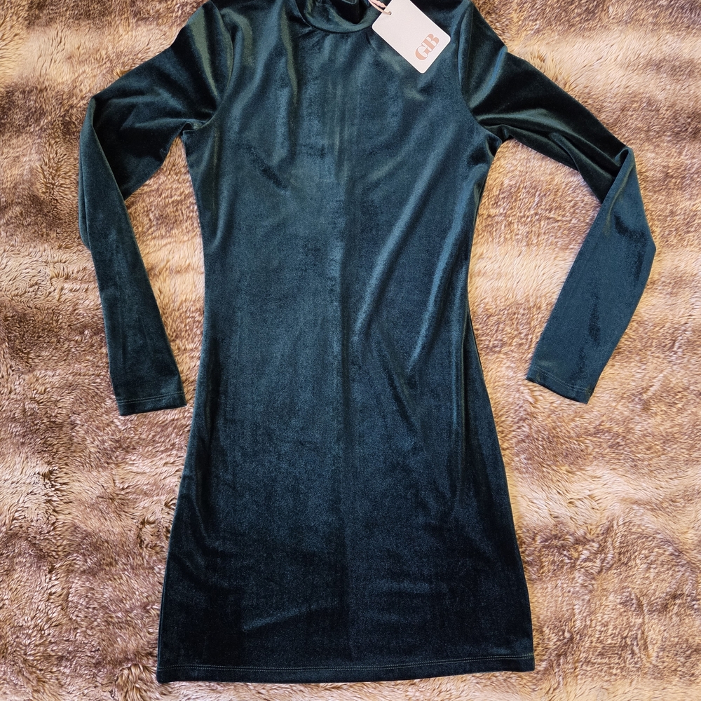 GB Velvet Mock Neck Bodycon Dress Small NWT | Long Sleeve Holiday Cocktail Mini